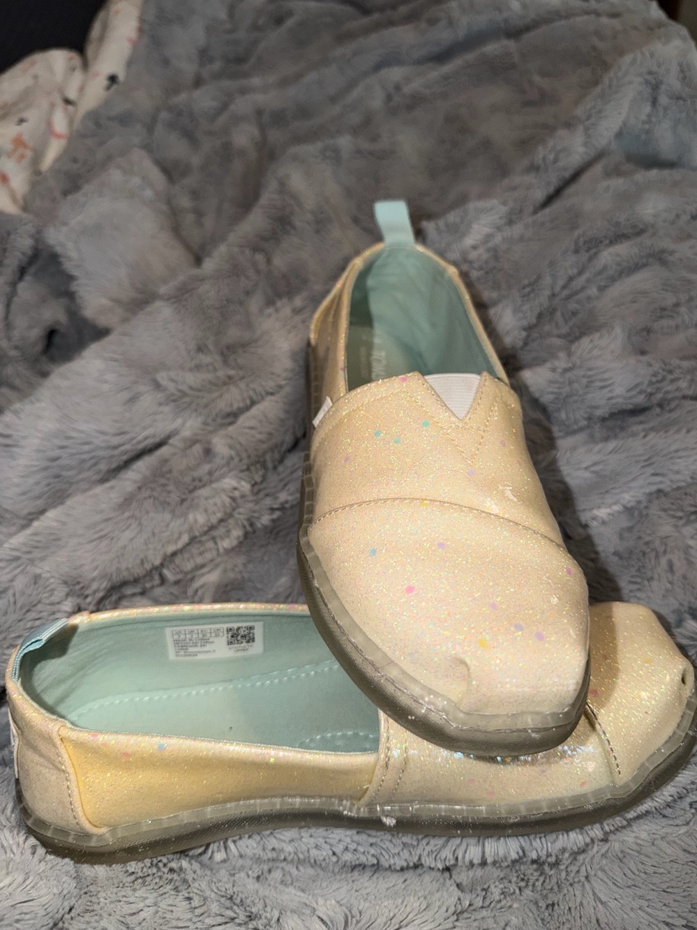 Girls TOMS Sparkly Pastel Slip-On Flats - Glitter Multicolor size 3